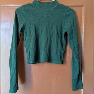 Green Long Sleeve Crop Top
